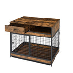 ZUN Furniture Dog Cage Crate with Double Doors. Antique Brown,38.78'' W x 27.36'' D x 32.17'' H. W1903P151311