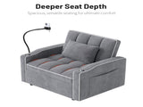 Corduroy Pull-Out Sleeper Chair With Pillow, Brushed Stainless Steel Cup Holder, Phone Stand & Usb 32006606