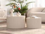 Round Wood Coffee Table for Living Room for Small Space Apartment and No Need Assembly W3081P255045