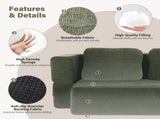 Convertible Sofa Bed with Blanket, Boneless Cloud Couch Queen Scott Fabric for Living Room Bedroom, 58572457