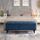 59" Bed Bench with Storage Blue Fabric W1097124943