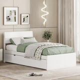 Modern Twin Bed Frame With Twin Trundle For High Gloss Headboard and Footboard With Creamy W697131325