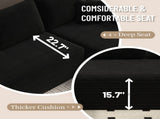 Black Modular Corduroy Sectional Sofa with Chaise Lounge, All-Foam Deep Seat Couch, Soft Wide-Wale 58476253
