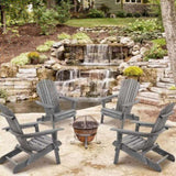Wood Patio Chair for Garden Outdoor Wooden Folding Adirondack Chair Set of 2 Solid Cedar Wood 20939272