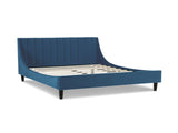 Aspen Vertical Tufted Modern Headboard Platform Bed Set, Queen, Satin Teal Blue Velvet B2719P238506