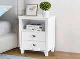 40*30*63cm Simple And Modern White Cabinet, MDF Spray Paint, High Legs, Two Drawers, Bedside Table 93586563