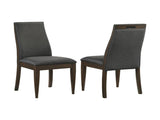Set of 2 Grey Fabric Upholstered Dining Chairs, Dark Walnut B016P225492