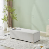 Simple White Long Ottoman, Practical Furniture for Living Room and Bedroom N769P296340W