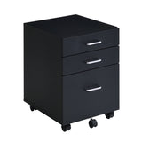 ZUN Black and Chrome 3-Drawer Rectangular File Cabinet B062P184517