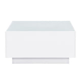 ON-TREND Square High Glossy Coffee Table with 16-color LED Strip Lights, Modern Center Table with N721P191980K