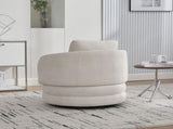 30"W Modern Round 360&deg Swivel Barrel Accent Chair with Pillow, Chenille Upholstered Comfy Barrel W3118P384512