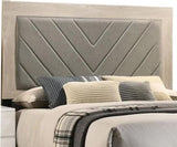 Contemporary 1pc Cream Finish Eastern King Size Bed Bedroom Furniture Gray V-Design Headboard B011P236819
