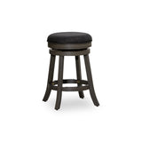24" Counter Stool, Weathered Gray Finish, Charcoal Fabric Seat B04660672