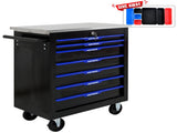7 DRAWERS MULTIFUNCTIONAL TOOL CART WITH WHEELS-BLACKBLUE 83846635