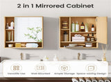 2 in 1 Mirrored Bathroom Wall Cabinet, Space-Saving Medicine Cabinet with Hidden Storage & Shelves 28407532