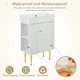 21.6" white Bathroom vanity, Combo Cabinet, Bathroom Storage Cabinet, Single Ceramic Sink, Left side 26996276