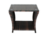Glass Surface Brown Gradient Iron Frame Rattan Side Table 57975527