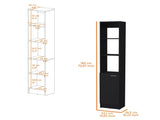 Black Linen Cabinet with 1-Door B062P193662