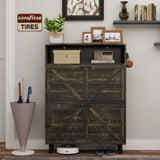 ZUN Farmhouse Shoe Storage Cabinet with Barn Door Design, Shoe Organizer with 2 Flip Drawers, W2557P236422