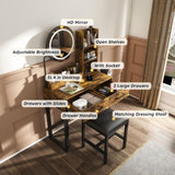 Makeup Vanity with LED Lights&3 Color and Power Outlet Makeup Vanity Table with 2 big Drawers with W509P297015