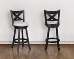 ZUN 2pc Swivel Pub Stools Counter Height 24" Chair Fabric Upholstered Seat Footrest Wooden Dining Room B011P262368