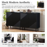 ZUN Mirod Modern Minimalist Side Cabinet with Adjustable Shelves ,Stylish Geometric Door Design,Ample N760P221050B