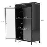 47.6" Tall Metal Storage Cabinet with Glass Doors & Flip-Top, 4-Tier Display Cabinet with Open W3122P272697