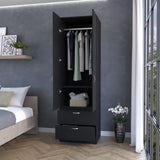 ZUN Tall Mayer Wardrobe in Melamine with Two Doors and Two Drawers B128P203059