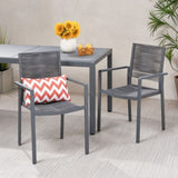 ZUN Outdoor Modern Aluminum Dining Chair with Rope Seat , Gray and Dark Gray 70660.00DGRY