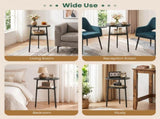 Set of 2 Round Side Table with Storage Shelf and Metal Frame, 2-Tier End Table Nightstand for Living 87287013