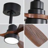 48 Inch Modern Ceiling Fan With Lights 3 Wood Fan Blade Noiseless Reversible Motor Smart Remote W934P152307