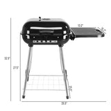 ZUN 28" Portable Charcoal Grill with Wheels and Foldable Side Shelf, Large BBQ Smoker with Adjustable 33449363