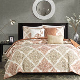 6 Piece Printed Quilt Set with Throw Pillows Multi Full/Queen B03597396