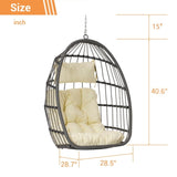 ZUN Outdoor Garden Rattan Egg Swing Chair Hanging Chair Wood W874107308