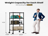 4 Tier Heavy Duty Adjustable Wire Shelving with Wheels, Storage Racks for Garage Kitchen Pantry 31470124