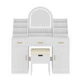 47.2" Makeup Vanity Mirror and Light, Vanity Desk Cushioned Storage Stool, Dressing Table 41364070