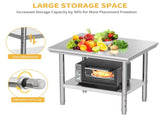 Stainless Steel Work Table, 30x24 Inch, NSF Certified, Adjustable Shelf, High Load Capacity, 79507529