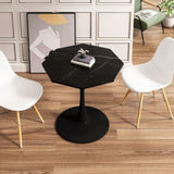 31.50"Modern Octagonal Coffee Table with Printed Black Marble Table Top,Metal Base, for Dining Room, W757126159