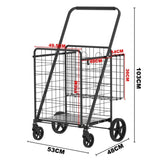Large Shopping Cart,Grocery Cart on Wheels, Foldable Utility Shopping Carts with Double Basket and W1961P290530