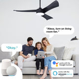 52" Smart Ceiling Fans with Lights and Remote, Quiet Reversible DC Motor and changing& Dimmable LED 32794162