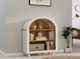 Arched Small Bookcase,Arched Storage Cabinet,Wooden Modern Arched Top Bookshelf 3 Shelves,White W2557P331018