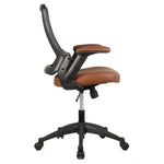 ZUN Mid-Back Mesh Task Office Chair with Height Adjustable Arms, Brown 61440743