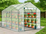 Large Walk-in Greenhouse with PE Cover & Side Windows, 12-Shelf Indoor Outdoor Portable Greenhouse 51283548