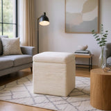 Beige Corduroy Storage Ottoman with Rubber Feet Compact Soft Cube Seat, 424244cm 02586993
