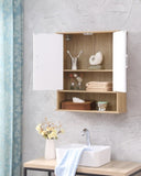 Bathroom Wall Cabinet with Double - Door, Bottom Wavy - Patterned Doors, Adjustable Inner W3151P288945