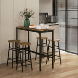 ZUN Bar Table Set for 4, Industrial High Top Table with Bar Stools, 5-Piece Small Kitchen Table and 70906777