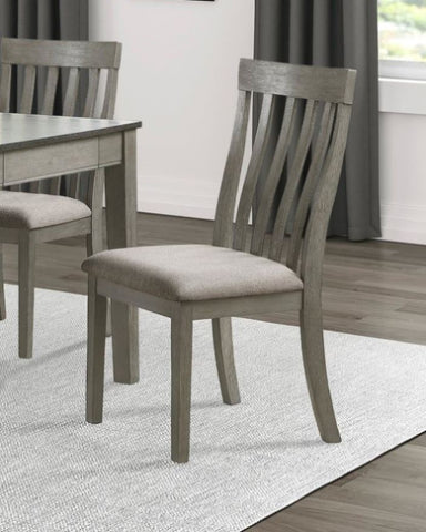 ZUN Dining Room Furniture Side Chairs 2pc Set Wire Brushed Light Gray Finish Vertical Slat Back Design B011104623