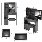 29.2" Small Size Left Drawer Desktop Vanity Table Cushioned Stool, Extra Large Right sliding W3258P291632