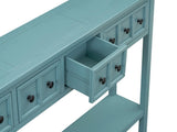 Rustic Entryway Console Table, 60" Long Sofa Table with two Different Size Drawers and Bottom Shelf 93964684