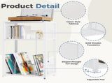 3 Tier Turntable Table with Vinyl Storage for up to 100 Albums, End Side Table for Living RoomWhite 00719822